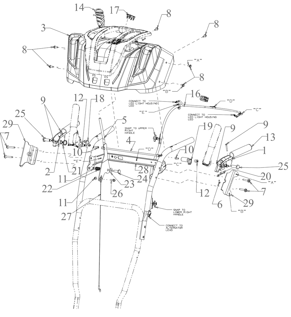 Panel Diagram and Parts List for 2X24-INCH (31AM6BVRB10)(2023) Cub Cadet Snow Blower
